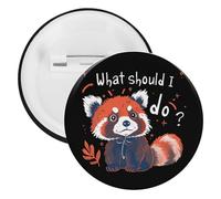 Forgetful Red Panda Round Lapel Pin Badges Backpack Pins Brooch for Hats Clothing Decorations 5PCS