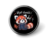 Forgetful Red Panda Round Pin Brooch Enamel Lapel Badges Jewelry Decor for Backpack Hats
