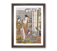 Forgetting Filial Piety By Torii Kiyonaga Asian Japanese Framed Print | A2 Walnut Framed Wall Art | Ready to Hang | Asian Nature Picture | Living Room Bedroom Lounge Office