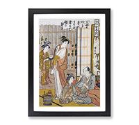 Forgetting Filial Piety By Torii Kiyonaga Asian Japanese Framed Print | A4 Black Framed Wall Art | Ready to Hang | Asian Nature Picture | Living Room Bedroom Lounge Office