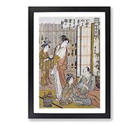 Forgetting Filial Piety by Torii Kiyonaga Framed Print | A2 Black Framed Wall Art | Ready to Hang | Modern Nature Picture | Living Room Bedroom Lounge Office
