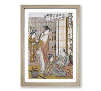 Forgetting Filial Piety by Torii Kiyonaga Framed Print | A2 Oak Framed Wall Art | Ready to Hang | Modern Nature Picture | Living Room Bedroom Lounge Office