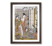 Forgetting Filial Piety by Torii Kiyonaga Framed Print | A2 Walnut Framed Wall Art | Ready to Hang | Modern Nature Picture | Living Room Bedroom Lounge Office