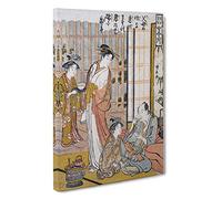 Forgetting Filial Piety by Torii Kiyonaga Painting Canvas Print | Gallery Wrapped 30mm Frame Wall Art | 30x20 inches | Ready to Hang | Contemporary Picture | Living Room Bedroom Lounge Office