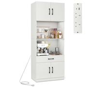 FORGEVIO 168 cm Tall Cupboard with 4 Doors & 2 Adjustable Shelves in White FORGEVIO White