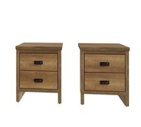 FORGEVIO 2 Drawer Bedside chest Knotty Oak design sturdy construction in Brown FORGEVIO Brown
