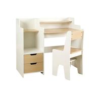 FORGEVIO 2 Drawer Desk Matching Chair & Storage Shelves White FORGEVIO White