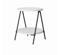 FORGEVIO 2 Tier Round Side Table Painted White Scratch Resistant Metal Frame FORGEVIO White