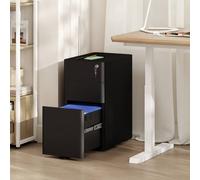 FORGEVIO 3-Drawer Mobile Filing Cabinet with Hanging Bar for A4 in Black FORGEVIO Black