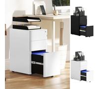 FORGEVIO 3-Drawer Mobile Filing Cabinet with Hanging Bar for A4 in White FORGEVIO White