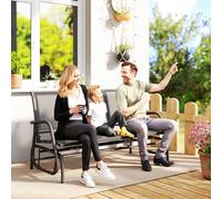 FORGEVIO 3-Seat Glider Rocking Chair for 3 People Garden Bench Patio in Black FORGEVIO Black