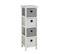 FORGEVIO 4 Drawer Chest Wooden Storage Faux Leather Basket Organiser in White FORGEVIO White