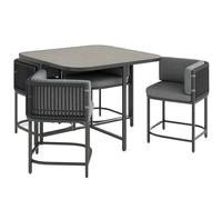 FORGEVIO 4 Seater Rattan Cube Stone Dining Set in Grey FORGEVIO Grey