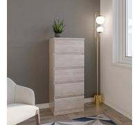 FORGEVIO 5 Drawer Narrow Chest Urban Snow Grey Beige Oak Modern Large Storage FORGEVIO Grey