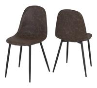 FORGEVIO Athens Set of 2 Brown Faux Leather Dining Chairs Metal Legs FORGEVIO Brown