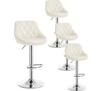 FORGEVIO Bar Stools, Swivel Bar Chairs with Backrest Footrest 4x Cream FORGEVIO Cream