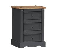 FORGEVIO Bedside Cabinet Charcoal Grey 3 Drawer Medium Table | Size: 0.6m2 FORGEVIO Charcoal 0.6m2