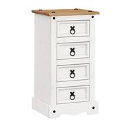 FORGEVIO Bedside Table Cabinet 4 Drawer Narrow White | Size: 0.6m2 FORGEVIO White 0.6m2