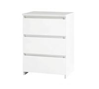 FORGEVIO Bedside Tables Side End Table White 3 Drawers Modern Storage Cabinet FORGEVIO White