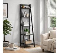 FORGEVIO Bookcase Ladder Back Solid Wood Mexican Pine Wooden in Black FORGEVIO Black