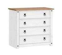 FORGEVIO Chest of Drawers 4 Drawer White Wax Small Solid Wood | Size: 0.6m2 FORGEVIO White 0.6m2