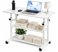 FORGEVIO Computer Desk Mobile, Portable Office Desk With Movable in White FORGEVIO White