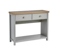 FORGEVIO Console Table 2 Drawer Telephone Table Metal Handles Hallway Storage in Grey FORGEVIO Grey
