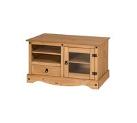 FORGEVIO Corona TV Unit Entertainment Cabinet Stand Glass Door Solid Wood in Brown FORGEVIO Brown