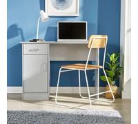 FORGEVIO Desk 1 Drawer 1 Door Compact Computer Workstation Home Office Table in Grey FORGEVIO Grey
