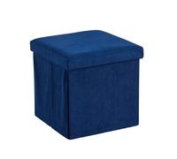 FORGEVIO Folding Ottoman Chest Blue Fabric Solid Storage Square Box FORGEVIO Blue