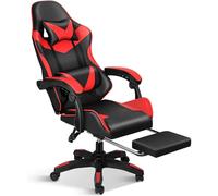 FORGEVIO Gaming Massage Chair, Computer Seat Red Black with Footrest FORGEVIO Red