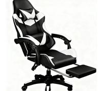 FORGEVIO Gaming Massage Chair, Computer Seat White Black with Footrest FORGEVIO Black