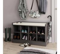 FORGEVIO GREY Hallway Shoe Storage Bench Seat Unit Holds 8 Pairs Kempton FORGEVIO Grey