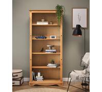 FORGEVIO Large Tall 5-Shelf Solid Pine Bookcase, Wooden Display Storage Unit in Brown FORGEVIO Brown