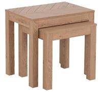 FORGEVIO Nest Of 2 Tables Medium Oak Brown Living Room Herringbone FORGEVIO Brown