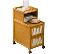 FORGEVIO Nightstand, Bamboo Frame, Rattan Drawer, Mobile Side Cabinet For Bedroom in Natural | Size: 0.6m2 FORGEVIO Natural 0.6m2