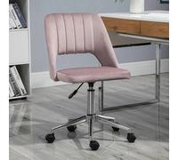 FORGEVIO Office Chair Velvet Fabric Scallop Shape Computer Desk in Pink FORGEVIO Pink