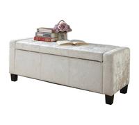 FORGEVIO Ottoman Seat Bench soft Silver Crushed Velvet storage bedding box FORGEVIO Silver