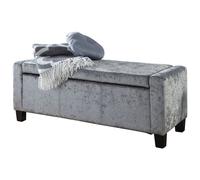 FORGEVIO Ottoman Seat tactile soft Grey Crushed Velvet storage Blanket Box FORGEVIO Grey