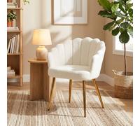 FORGEVIO Petal-Back Lounge Chair with Faux Lamb's Wool & Metal Legs FORGEVIO Multicolor
