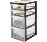 FORGEVIO Plastic Drawer Tower Storage Unit on Wheels in Clear | Size: 500mm FORGEVIO Clear 500mm