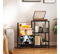 FORGEVIO Record Player Stand, 3-Tier Side Table with Vinyl Record Storage in Black FORGEVIO Black