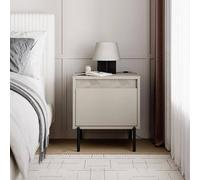 FORGEVIO Sandstone 1-Door Bedside Cabinet, Handleless with Black Legs FORGEVIO Multicolor