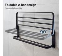 FORGEVIO Towel Holder with 2 Bars Wall Mounted No Drill in Black FORGEVIO Black