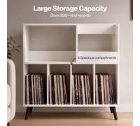 FORGEVIO White Record Player Stand 300+ Album Storage Turntable Cabinet FORGEVIO White