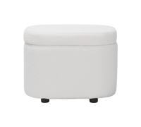 FORGEVIO White Teddy Velvet Boucle Storage Stool Seat Ottoman FORGEVIO White