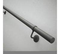 Forgeworks 2.4m Stair Handrail Kit, Textured Grey Stainless Steel | Complete indoor staircase set arrives in one box with round poles, requiring no drilling to assemble the handrail rails.
