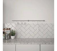 Forgeworks Brushed Stainless Steel 'S' Hooks Kitchen Utensil Rail Kit 100cm in Silver Forgeworks Silver