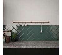 Forgeworks Easy-Fit Kitchen Utensil Rail Kit 100cm with 8 Sliding S Hooks in Antique Brass - Wall Mount Hanging Storage for Cooking Utensils