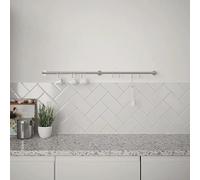 Forgeworks Easy-Fit Kitchen Utensil Rail Kit 100cm with 8 Sliding S Hooks in Brushed Stainless Steel - Wall Mount Hanging Storage for Cooking Utensils